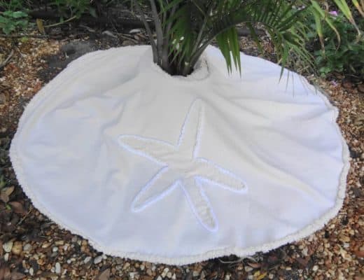 White on White Starfish Christmas Tree Skirt | 9 Coastal Christmas Tree Skirts