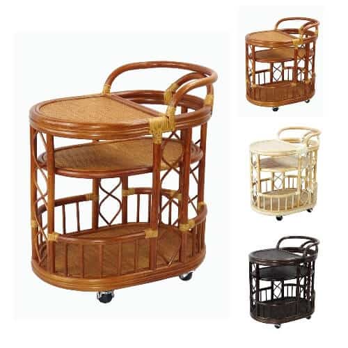 Serving Cart Handmade Woven Natural Rattan Wicker with Wheels Light Brown. Sold on Amazon affiliate https://fave.co/2l7ilzp